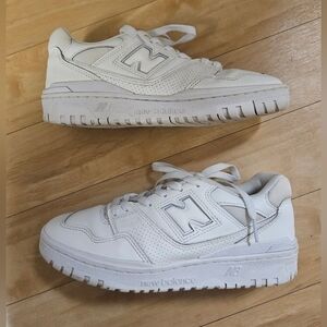 New Balance 550 all white leather sneakers